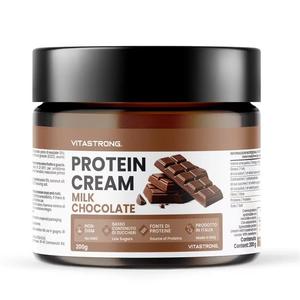 Crème protéinée au chocolat au lait Vitastrong 200g, riche en protéines, pâte de noisettes, faible en gras, cacao, sans sucre ajouté, fabriqué en Italie, non OGM - Product Image 1