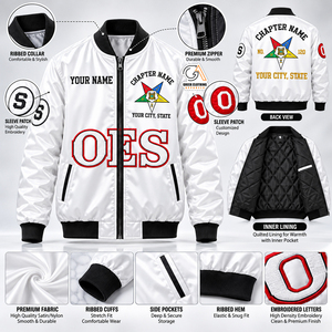 เสื้อแจ็คเก็ตวาร์ซิตี้ปักลายออร์เดอร์ ออฟ อีสเทิร์น สตาร์ สำหรับผู้หญิง |   เสื้อผ้าโออีอีส สำหรับคนไซส์ใหญ่ สไตล์กรีก ทำจากผ้าขนสัตว์ หนานุ่ม ระบายอากาศได้ดี - Product Image 5