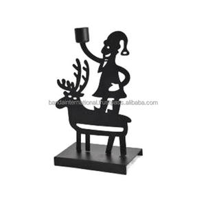 Portavelas cónico de hierro con revestimiento de polvo negro terminado para iluminar la decoración del hogar y otros tarros de portavelas - Product Image 1