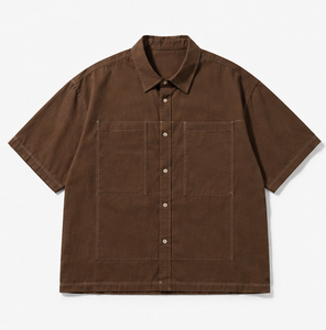 เสื้อเชิ้ตทำงานแขนสั้นคุณภาพสูงสำหรับผู้ชาย ทรงปกติ - Product Image 4