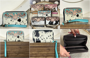 Factory Price Hot Selling <b>Tooled</b> Fur <b>Leather</b> Long Wallet Purse Fashion Women Card Money Phone Wallet Purse For Daily Travel Use - Product Image 3