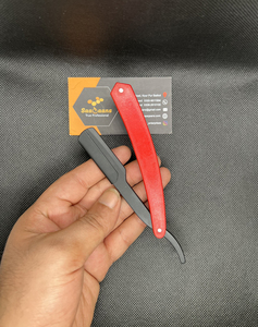 RTS Professional <b>Men</b> Face Antique Black Folding ABS Plastic Handle Stainless Steel Manual Straight <b>Razor</b> Single Blade - Product Image 5