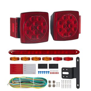Kit Luci LED 12V Impermeabili per Rimorchio, Luci Posteriori con Stop, Freno, Indicatore di Direzione e Luci Targa, Lente Rossa per Auto - Product Image 1