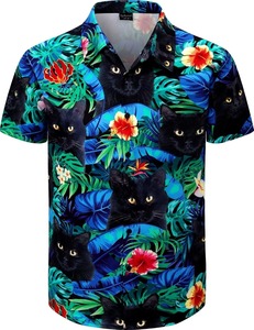 Chemise d'été pour homme à imprimé hawaïen, manches courtes, décontractée, boutonnée, colorée, florale, en coton, pour les vacances - Product Image 4