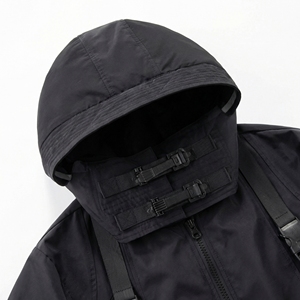 เสื้อแจ็คเก็ตมีฮู้ดสีดำแบบยุทธวิธี |   เสื้อแจ็คเก็ตเทคหลายกระเป๋าพร้อมสายรัดแบบหัวเข็มขัด |   เสื้อแจ็คเก็ตสตรีทแวร์ตัวใหญ่ |   ผู้ผลิต OEM ตามสั่ง - Product Image 3
