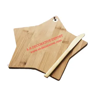 优质星形芒果木食品切割服务披萨板带手柄热卖天然木板