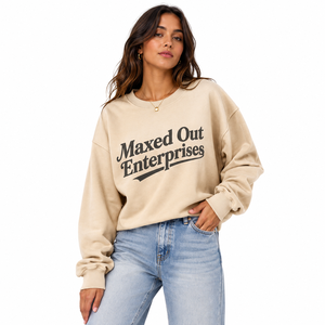 Custom Embroidered Women's Oversized Crew Neck Sweatshirt Long Sleeve Drop Shoulder Solid Color Private Label Export Quality - Product Image 4