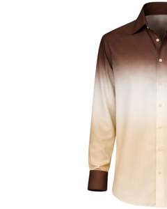 เสื้อเชิ้ตผู้ชายสีน้ำตาลเข้มเบจไล่เฉด ผ้าฝ้ายพรีเมียม แขนยาว ติดกระดุม สวมใส่ได้ทั้งแบบทางการและลำลอง ผู้ผลิต OEM จำหน่ายส่ง - Product Image 3