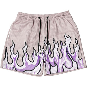 Custom Purple Flame Mesh Basketball Shorts Gradient Fire Print <b>Athletic</b> Gym Shorts Quick Dry Unisex Sportswear - Product Image 4