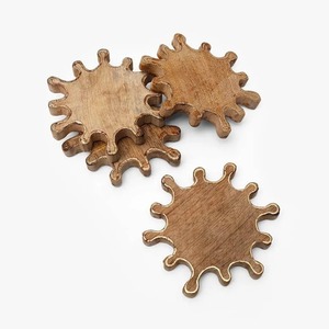 Ensemble de dessous-de-verre en bois Curio Craft, design moderne, antidérapant, écologique, résistant à la chaleur, dessous-de-verre carrés pour la salle à manger et la cuisine - Product Image 2