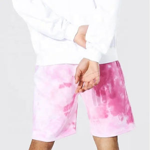กางเกงขาสั้นย้อมสีแบบไทไดคุณภาพสูงสั่งทำขายส่ง ผ้าฝ้าย 100% สีชมพู ระบายอากาศได้ดีสำหรับฤดูร้อน กางเกงขาสั้นผู้ชายแบบไทได - Product Image 4