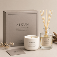 Ensemble cadeau diffuseur de parfum AIKUN avec bouteille en verre épais et récipient en céramique mate pour la décoration de la maison
