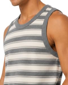 Gray <b>White</b> Striped <b>Men</b> Cotton Tank Top Sleeveless <b>Vest</b> Casual Summer Gym Fitness Shirt Breathable Loose Fit Streetwear Tank Top - Product Image 3