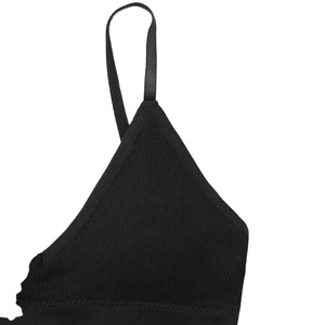 Ensemble de lingerie sans couture 2 pièces pour femme, soutien-gorge et culotte en jersey noir avec logo imprimé, lavable en machine - Product Image 5
