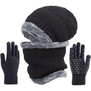 Conjunto de Ropa de Invierno para Esquí y Nieve para Hombre y Mujer, Gorro Holgado, Bufanda con Forro Polar y Guantes con Pantalla Táctil, Gorros Tejidos Cálidos - Product Image 1