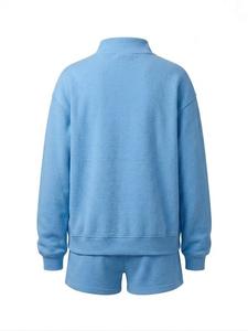Sudadera Oversize de Cuello Alto Azul Claro para Mujer, de Felpa Premium Gruesa, Ropa de Estar por Casa y Deportiva Informal - Product Image 5