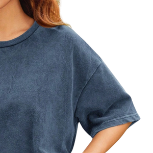 Camiseta Oversize de Mujer con Efecto Lavado Vintage, Ajuste Holgado, Manga Corta, Cuello Redondo, Estilo Casual Urbano, 100% Algodón, Lisa para Verano - Product Image 3
