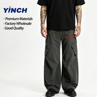 Pantalon cargo tendance Layenne à jambe large, délavé et déchiré, livraison rapide, avec logo personnalisé pour homme