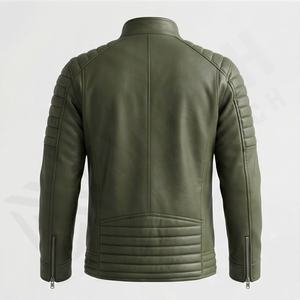 Blouson en cuir homme coupe ajustée style motard col montant décontracté printemps automne manteau mode vêtement d'extérieur couleur personnalisable - Product Image 2