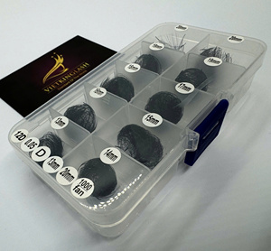 ขนตาปลอม PBT สีดำด้าน แบบปลายแหลม 500 1000 กล่อง 3D-14D ความยาวผสม แบบพัดสำเร็จรูป - Product Image 3