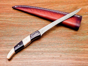 Cuchillo de filetear de acero de Damasco hecho a mano, cuchillo de cocina para deshuesar y rebanar pescado, cuchillo de chef culinario con funda, venta al por mayor, a granel, B2B, OEM - Product Image 5