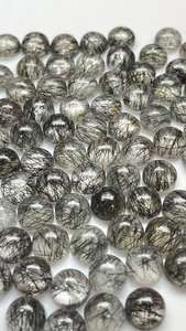 Lot de 100 cabochons ronds en rutile noir naturel, taille 10 mm, pierres précieuses en vrac, prix de gros, exportateur de rutile noir calibré - Product Image 4