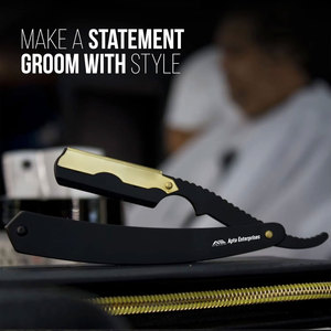 Rasoir à lame droite de haute qualité pour barbier, avec manche ergonomique et lame en acier inoxydable durable, facile à remplacer. - Product Image 4