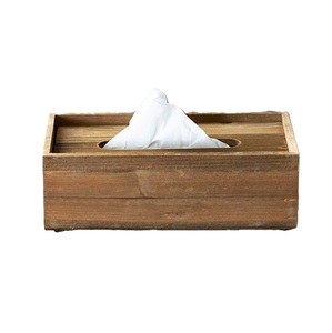 Boîte à mouchoirs en bois, forme rectangulaire, finition naturelle, design moderne, à poser, pour la décoration intérieure, support pour lingettes sèches - Product Image 3