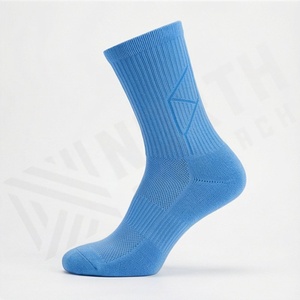 Crew <b>Socks</b> Solid Blue 100% Cotton Breathable Knitted Regular Fit Adults Daily Wear Spring Season - Product Image 3