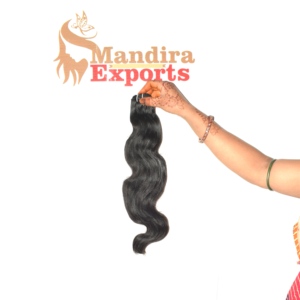 Extensions de cheveux naturels indiens bruts, couleur naturelle, ondulés, double trame Remy, double épaisseur, cuticules alignées, fabriquées à la machine, 100g - Product Image 1