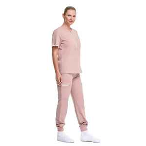 Ensemble d'uniformes d'hôpital unisexe en coton léger, blouses d'infirmière personnalisées avec poches, tissu satiné élégant, vente chaude - Product Image 6