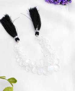 ลูกปัดมูนสโตนสีขาวธรรมชาติ, ลูกปัดรูปหยดน้ำสีฟ้า, ลูกปัดพลอยธรรมชาติสำหรับทำเครื่องประดับชั้นดี - Product Image 2