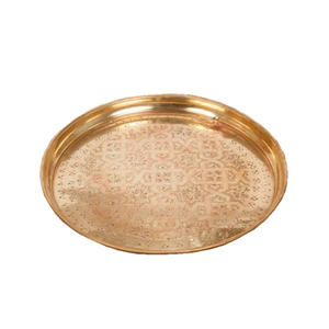 Bandeja de servicio de cobre puro de Metal Mesa de comedor Bandeja de té de cobre de Metal decorativa Borde de diseño en relieve Rectangular - Product Image 2