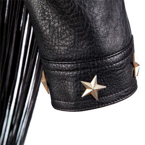 Chaqueta de cuero para mujer de alta calidad, estilo motero, personalizada, corta, ajustada, streetwear, oversize, diseño liso, elegante, con tachuelas. - Product Image 5