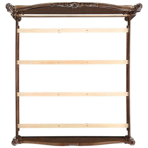 Cama King Conala hecha de madera maciza de caoba de alta calidad con color marrón oscuro para uso en dormitorio. - Product Image 3