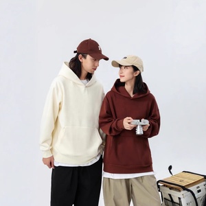 500gsm algodón Poly Blend Fleece Lined Unisex Streetwear Sudadera con capucha Oversized Drop Shoulder Pullover Sudadera con capucha para hombres y mujeres - Product Image 2