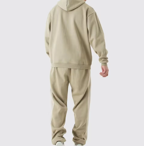 Conjunto de Sudadera con Capucha y Pantalones Deportivos de Color Sólido para Hombre, Estilo Casual Holgado, 2 Piezas, Ropa Deportiva Urbana - Product Image 2