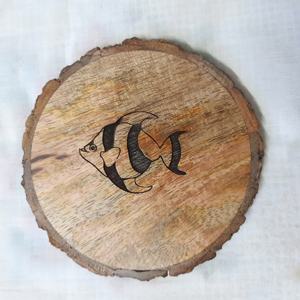 Customizable <b>Live</b> <b>Edge</b> Tree Bark Coasters Personalized Wooden Fish Engraving <b>Table</b> Decoration Accessories Logo Printed Mats Pads - Product Image 1