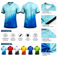 Jersey Sepak Bola Performa Tinggi V-neck Polyester Nylon Custom Sublimasi Cetak OEM Kaos Tim Gaming Lengan Pendek Bahan Bernapas