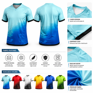 Custom Sublimated Printed V-neck <b>Polyester</b> Nylon Soccer Performance Jersey OEM Gaming Team <b>Shirt</b> Short Sleeve Breathable Fabric - Product Image 3