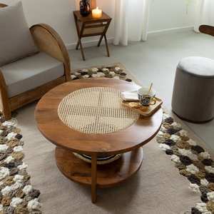 Table basse Vandana Aston Nova en bois de manguier et cannage - Product Image 3