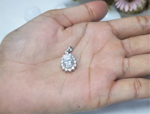 Lurba Jewels 1.95 Ct Pear Cut Moissanite Halo Set Christian Vintage Wedding <b>Pendant</b> Charm <b>Solid</b> 14k White <b>Gold</b> Women's - Product Image 4