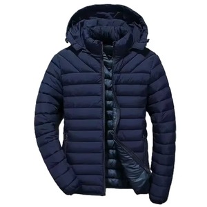 High Quality Custom Men's Fleece <b>Puffer</b> Summer <b>Jacket</b> Long <b>Thin</b> Front Zipper Closure Logo Decoration OEM Dropshipping - Product Image 3