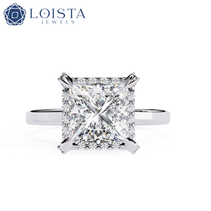 Anillo de compromiso LOISTA con diamante talla princesa, color D natural, platino, estilo clásico, certificado GIA, anillo para mujer - Product Image 1