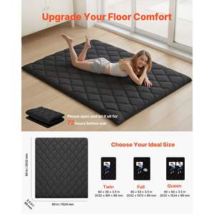 Japanese 9-Layer <b>Tatami</b> Mat Queen Size Foldable Futon <b>Mattress</b> Storage Bag Fastener for Dorm Meditation 80 X 60 X 3.5 Black" - Product Image 2