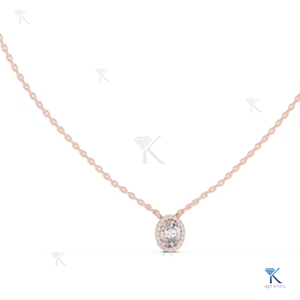 จี้เพชรทรงวงรีแบบคลาสสิกประดับเพชรแล็บโกรว์ พร้อมสร้อยคอทองคำแท้ 14K 18K สำหรับผู้หญิง ของขวัญเครื่องประดับชั้นดี - Product Image 3