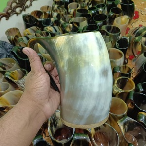 แก้วมักลายฮอร์นธรรมชาติสไตล์ยุคกลางอุปกรณ์ดื่มไวกิ้งสำหรับงานปาร์ตี้ - Product Image 6