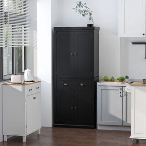 Dispensa da cucina autoportante nera con spazio contenitivo da 72 pollici e ante - Product Image 2