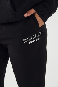 Ensemble de survêtement pour femme, sweat-shirt à capuche noir, pantalon de jogging, tenue décontractée de sport, ensemble deux pièces - Product Image 5