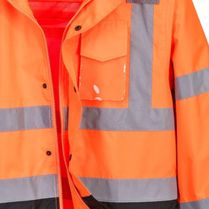 Veste de sécurité réfléchissante haute visibilité avec capuche, fermeture éclair et poches, veste de travail orange pour hommes - Product Image 2